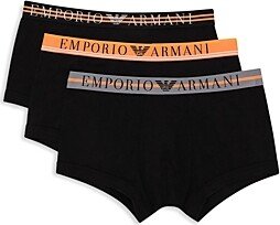 Armani Cotton Blend Logo Waistband Trunks, Pack of 3