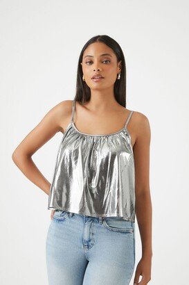 Women's Metallic Relaxed-Fit Cami in Silver Small