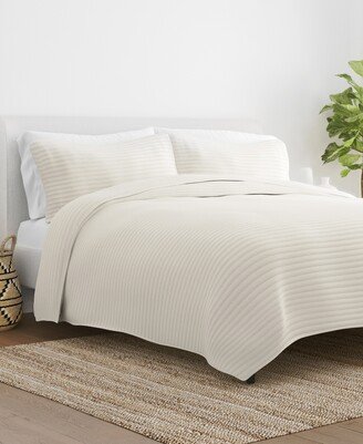 All Season 3 Piece Stripe Stitch Quilt Set, King/California King