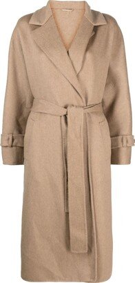 Belted-Waist Cashmere Peacoat