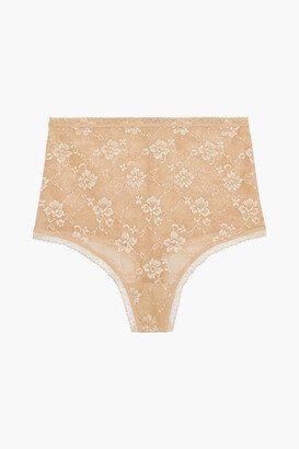 Metallic lace high-rise thong