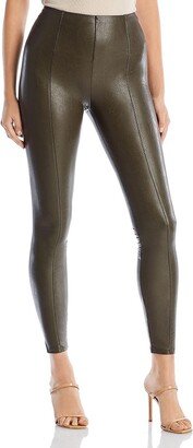 Womens Vegan Leather High Waist Leggings