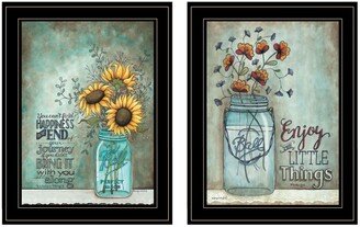 Enjoy the Little Things/Happiness 2-Piece Vignette by Tonya Crawford, Black Frame, 15 x 19