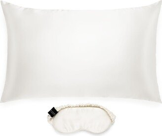 Silk Works London Mulberry Silk Pillowcase & Eye Mask Set - Ivory Queen