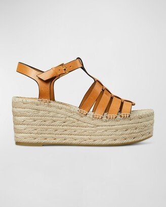 Leather Wedge Espadrille Fisherman Sandals