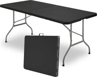 Sugift 6 ft Plastic Folding Table Portable Fold-in-Half Table for Outdoor