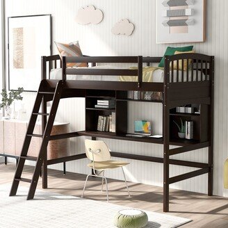Calnod Practical Loft Bed with Storage & Desk, Solid Wood Slats, Kids' Furniture
