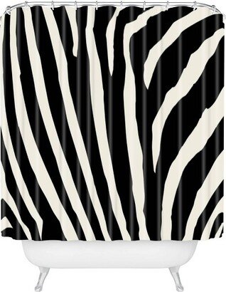 Natalie Baca Zebra Striped Shower Curtain Black/White