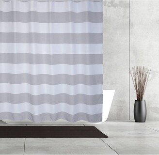 Queen Striped Waffle Linen Look Shower Curtain