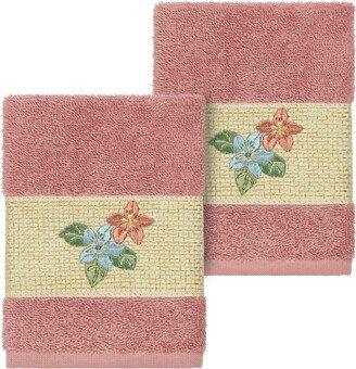 Tea Rose Caroline Embellished Washcloth - Set of 2