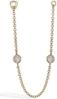 Single Double Scallop Set Diamond Chain Connecting Charm