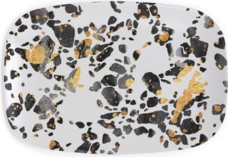 Serving Platters: Gold Speckled Terrazzo Serving Platter, Black