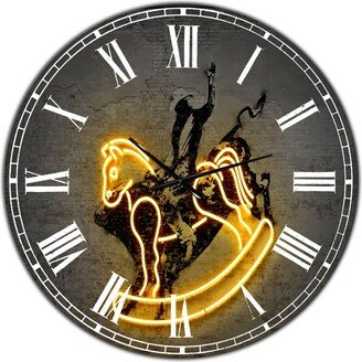 Designart Neon Rodeo Horse Oversized Modern Wall Clock - 36 x 36