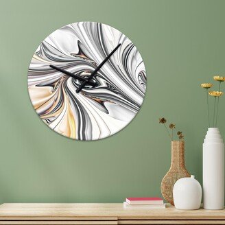 Symmetrical Grey White Orange Spiral Fractal Abstract MDF Wooden Wall Clock 15.7in - Medium