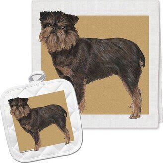 Brussels Griffon Black & Tan Dog Kitchen Dish Towel Pot Holder Gift Set