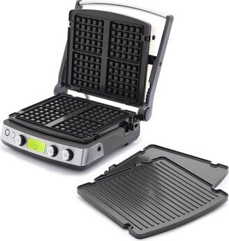 Elite Indoor Ceramic Nonstick Multi Grill Griddle & Waffle Maker - Graphite Gray