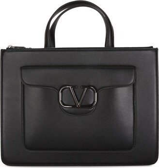 VLogo Plaque Strapped Briefcase