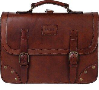 The Dust Company Leather Briefcase In Cuoio Havana