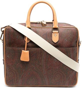 Paisley Jacquard Canvas Briefcase