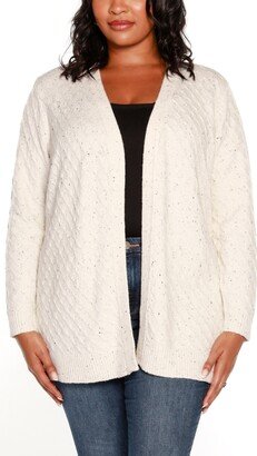 Size Textured Open-Front Cardigan