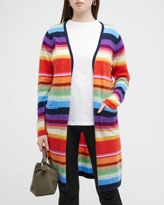 Minnie Rose Plus Plus Size Striped Cashmere Duster