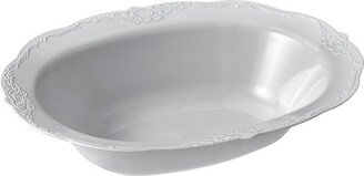 Elegant Vintage Oval Plastic Serving Bowls, Disposable Plastic Bowls and Platters for Party, 35 oz, Grey (3 PC)