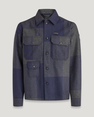 Wool Check Forge Overshirt In Navy/charcoal