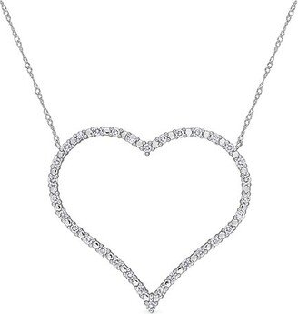 10K White Gold 0.64 Ct. Tw. Diamond Open Heart Pendant Necklace