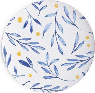 Salad Plates: Blue Leaves With Berries Salad Plate, Blue