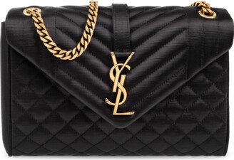 ‘Envelope Medium’ Quilted Shoulder Bag - Black