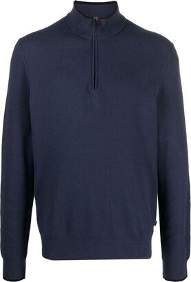 Half-Zip Textured Cotton Jumper