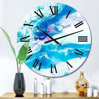 Designart 'Blue Wave Liquid Art On White II' Modern wall clock