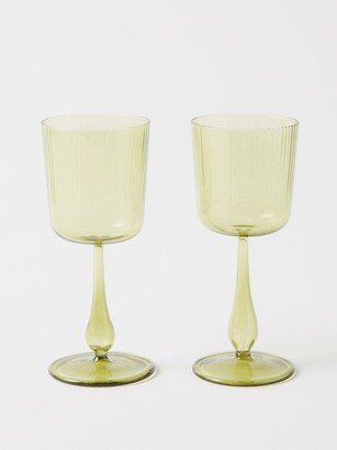 Set Of Two Luisa Ridged Wine Glasses-AA