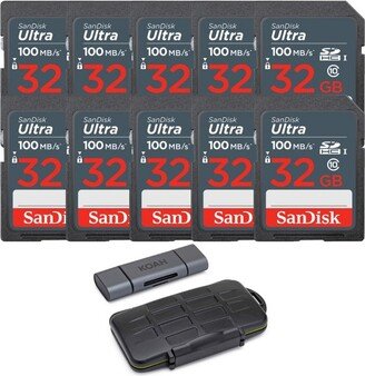 SanDisk 32GB Ultra SDHC UHS-I Memory Cards (10-Pack) with Accessory Bundle