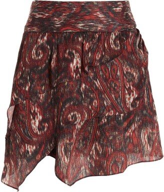 Abstract-Printed Mini Skirt