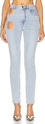 Crystal Grape Cutout Skinny Pant in Blue