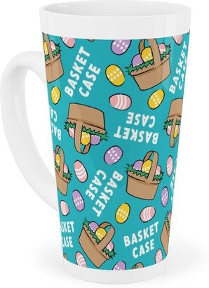 Mugs: Basket Case - Basket And Eggs - Blue Tall Latte Mug, 17Oz, Blue