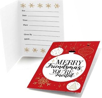 Big Dot of Happiness Red and Gold Friendsmas - Fill-in Friends Christmas Party Invitations (8 Count)