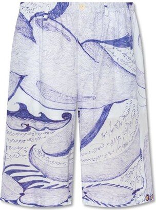 Graphic-Printed Elasticated Waistband Shorts