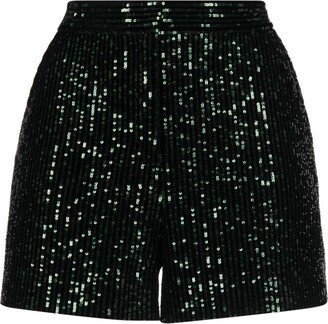 High-Waist Sequinned Shorts