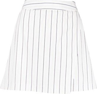 Stripe-Print Skirt-Overlay Shorts