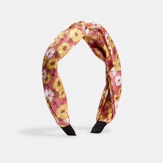 Floral Script Print Silk Headband