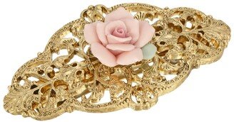 Women's Gold-Tone Porcelain Rose Hair Barrette