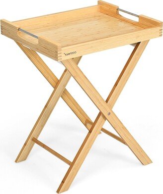 Bamboo Lipped Multi-Functional Snack Side Table