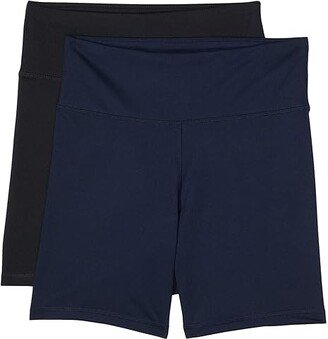 Jockey Active 2-Pack Performance High-Waist 7'' Bike Shorts (Deep Black/Neo Navy) Women's Shorts