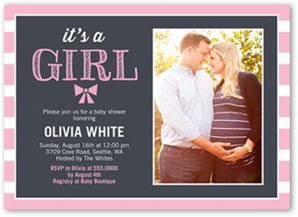 Baby Shower Invitations: Baby Chic Girl Baby Shower Invitation, Pink, Signature Smooth Cardstock, Square