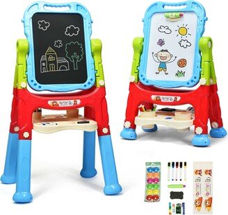 Height Adjustable Kids Art Easel Magnetic Double Sided Board-Blue - 24