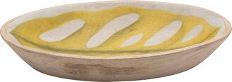 Decorative Hand-Painted Mango Wood Leaf Bowl