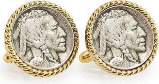 American Coin Treasures 1913 First-Year-Of-Issue Buffalo Nickel Rope Bezel Coin Cuff Links