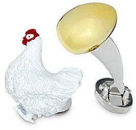 Sterling Silver Chicken & 24K Vermeil Egg Cufflinks